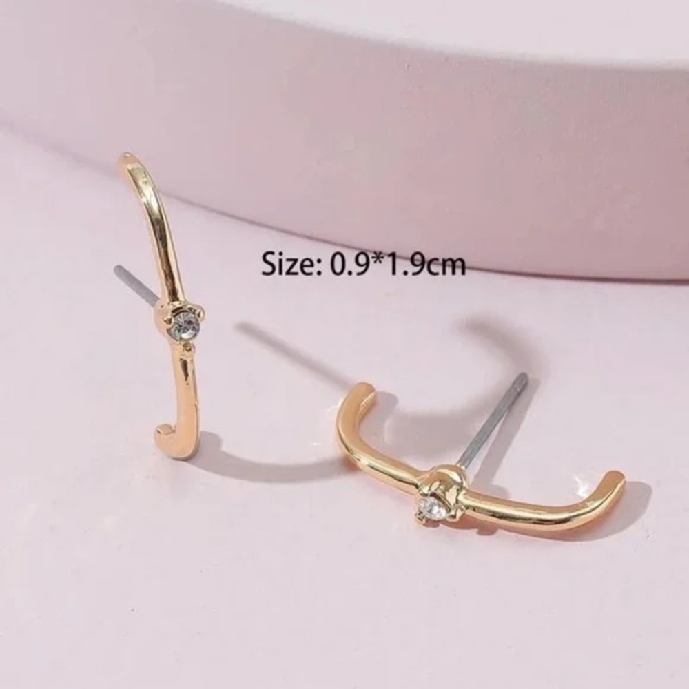 gold Rhinestone Ear Cuff Stud Earrings - Picture 2 of 2